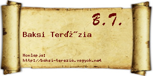 Baksi Terézia névjegykártya