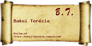 Baksi Terézia névjegykártya